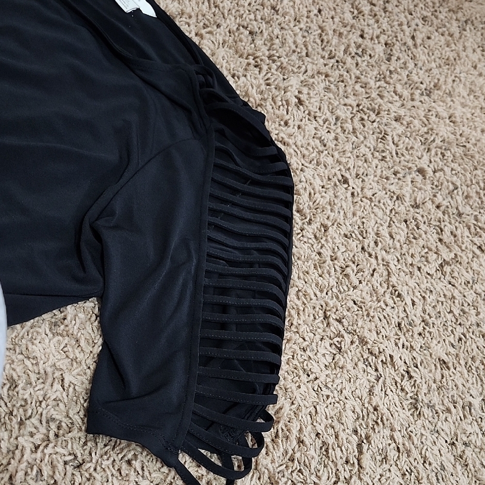 Cato Black Asymmetrical Short Sleeve Blouse - Picture 3 of 6